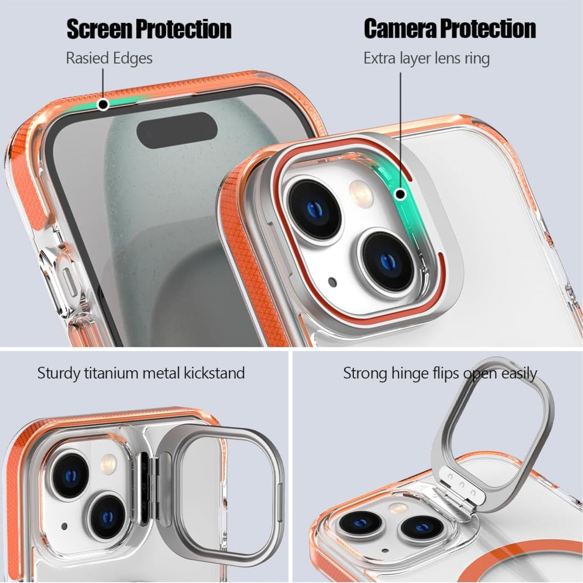 For Apple iPhone 17 AIR Clear Back Hybrid with MagSafe Compatible Metal Camera Stand Colorful Bumper Frame Shockproof Case Cover