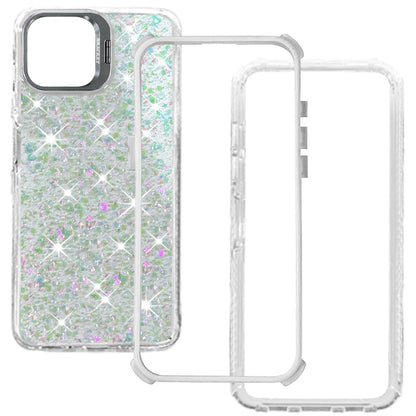 Phone Case for Apple iPhone 17E / iPhone 16E Luxury Bling Scattered Glitter Hybrid Dual Layers with Integrated Camera Stand and Sparkle Finish Design Cover