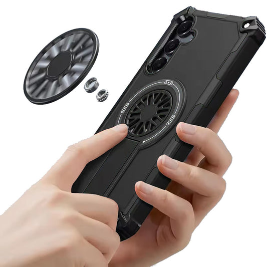 For Samsung Galaxy A16 5G Texture Design Invisible Kickstand Case, MagSafe Compatible Hybrid Shockproof Cover, Car Mount Friendly Case Cover