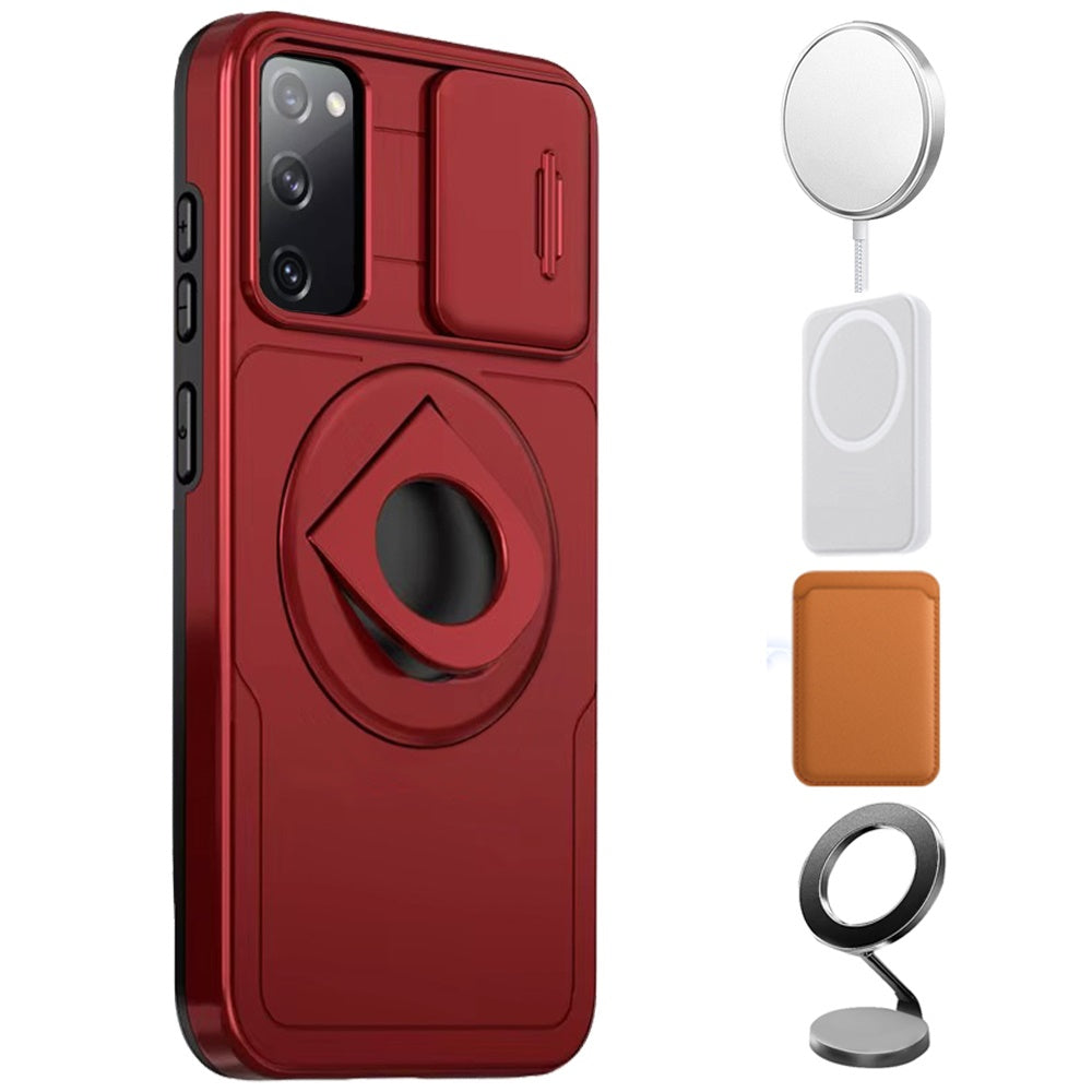 For Samsung Galaxy S21 Ultra Full Coverage with Camera Window, Magnetic Circle, Rotatable Ring Stand, MagSafe Compatible, Shockproof Hybrid Protectiv Case Cover