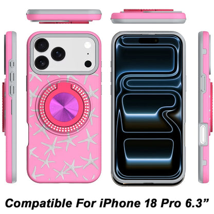 Phone Case for Apple iPhone 18 Pro Magnetic Ring Stand Matte Metal Hybrid Car Mount Friendly Shockproof Rotational Grip Diamond Design Pattern Cover
