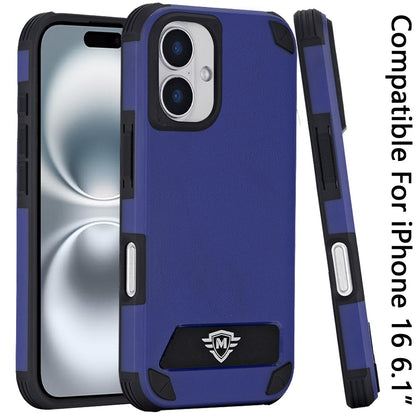 For Apple iPhone 16 (6.1") Premium Heavy Duty Dual-Layer Rugged, Shockproof Kickstand Tough Magnetic Compatible with MagSafe Case Cover