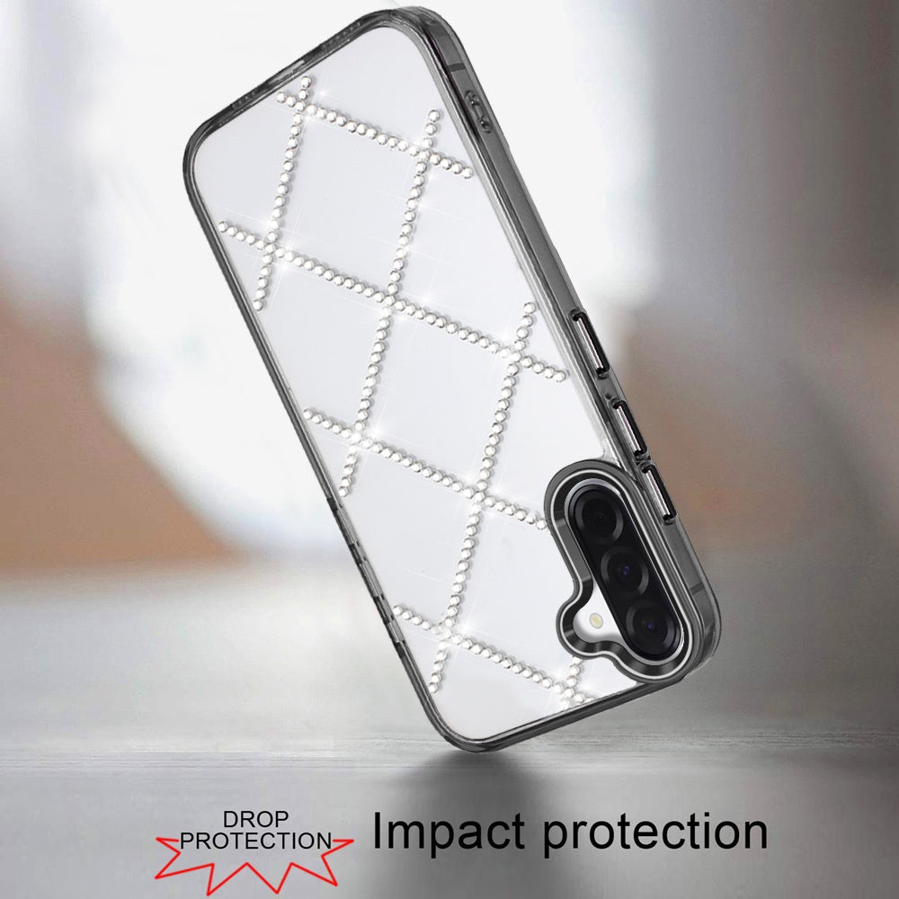 Phone Case for Samsung Galaxy A27 Gem Glitter Diamond Transparent Hard TPU Hybrid Shockproof Protective Colorful Durable Anti Scratch Grip Cover