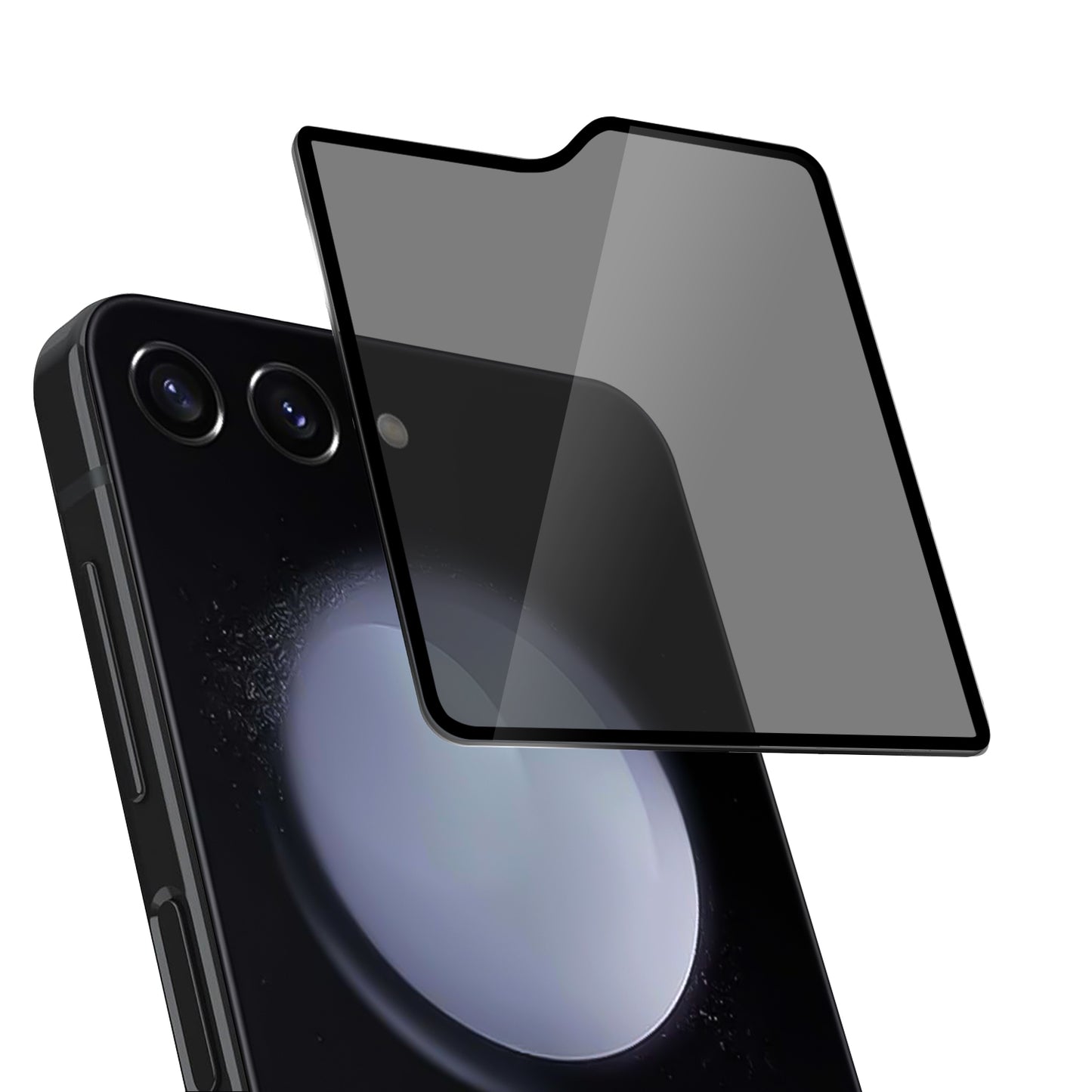 For Samsung Galaxy Z Flip 7 FE Privacy Screen Protector, Anti Spy Anti Peeping Tempered Glass Full Protective Film, 9H, Anti Scratch, Easy Install Case Cover Black