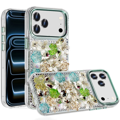 Phone Case for Apple iPhone 18 Pro Max Luxury Rose Bling Rhinestone Glitter Floral Hybrid Shockproof Stylish Protective Designer Ornament Sparkle Cover
