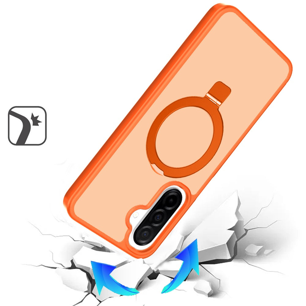 Phone Case for Samsung Galaxy A27 Magnetic Ring Stand Full Rotation Matte Shockproof Grip Anti Slip Durable Camera Protection Hybrid Cover