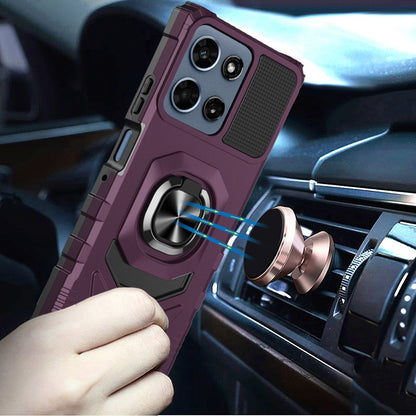 Phone Case for Motorola Moto G Play 5G 2026 Rugged Hybrid Dual Layer Magnetic Ring Stand Armor Shock Absorbing Heavy Duty TPU Reinforced Bumper Cover Purple