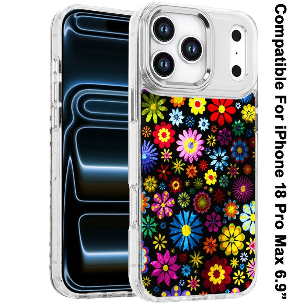 Phone Case for Apple iPhone 18 Pro Max/ 17 Pro Max Luxury Glitter Epoxy Design Chrome Metallic Edge Shockproof Protective Stylish Fashion Durable Slim Premium Finish Cover