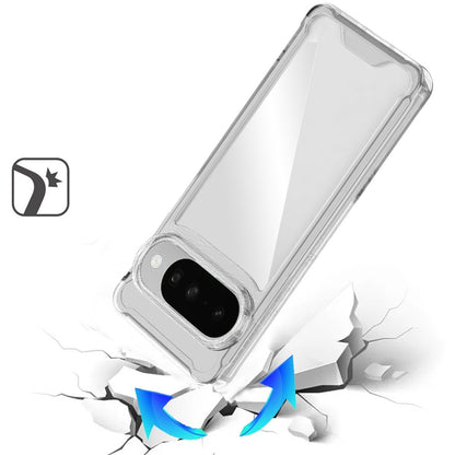 For Google Pixel 10 / 10 Pro Clear Colored Shockproof Transparent Hard PC + Rubber TPU Hybrid Bumper Shell Slim Protective Case Cover Clear+Clear