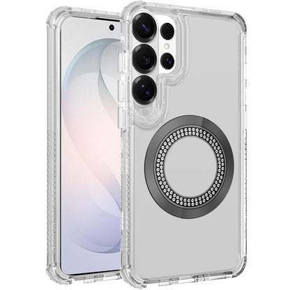 Phone Case for Samsung Galaxy S26 Ultra Magnetic Circle Bling Chrome Hybrid Shockproof Protective Grip 3in1 Durable Stylish Crystal Frame Cover