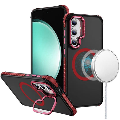 For Samsung Galaxy S23 FE /Fan Edition Hybrid Metal Camera Stand Ring Sturdy, Compatible with MagSafe, Matte Hard TPU Colorful Edge Case Cover