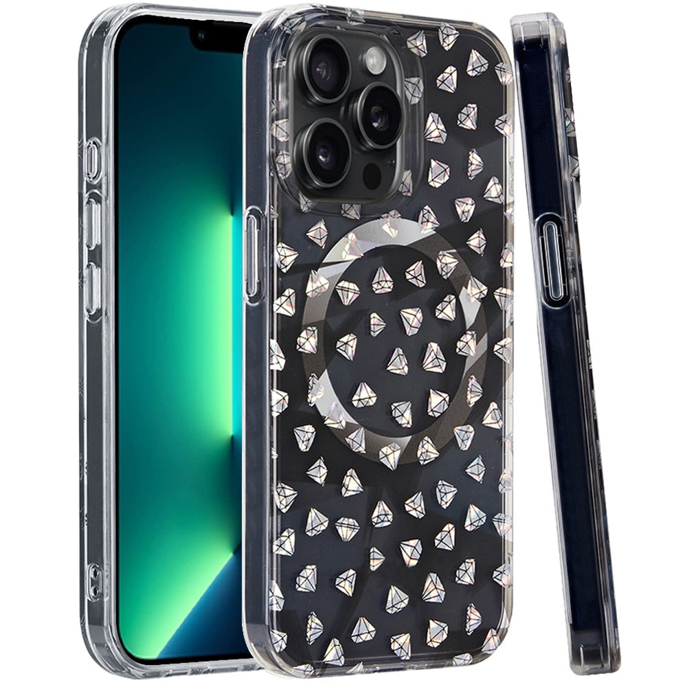 For Apple iPhone 13 Pro Max Double Layer IMD Magnetic Hybrid Shockproof Protection Anti Scratch Durable Design Secure Grip Slim Profile Compatible Design Case Cover Smoke Holographic