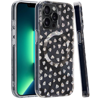 For Apple iPhone 13 Pro Max Double Layer IMD Magnetic Hybrid Shockproof Protection Anti Scratch Durable Design Secure Grip Slim Profile Compatible Design Case Cover Smoke Holographic