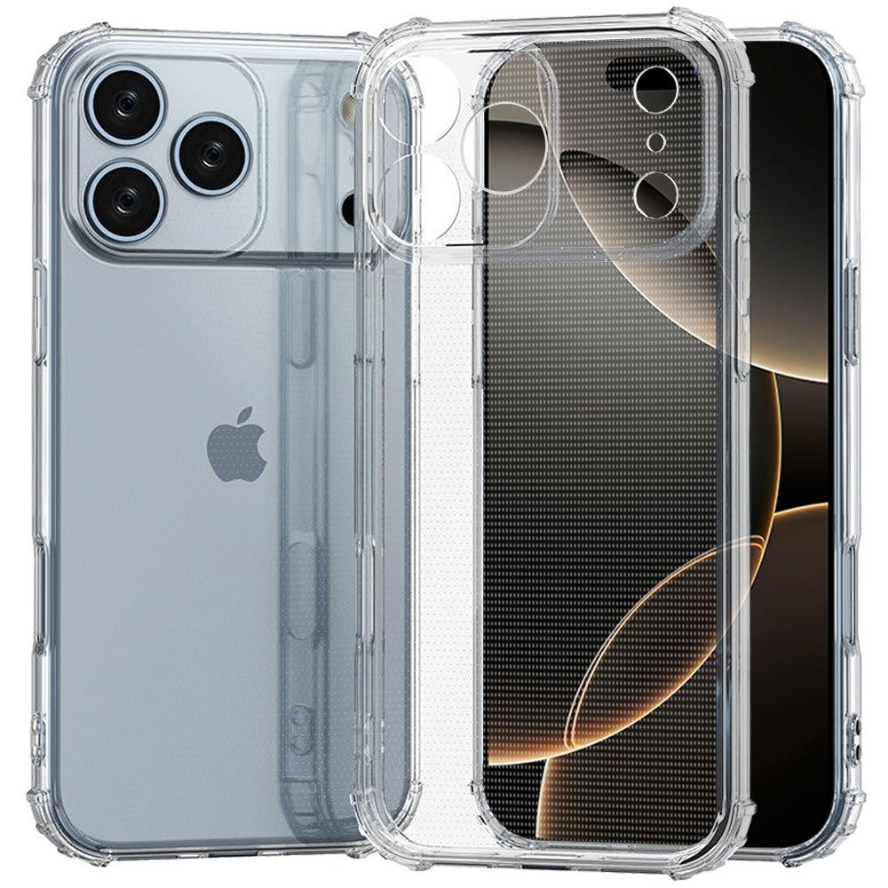 For Apple iPhone 17 Pro Hybrid Transparent Thick TPU Rubber Silicone 4 Corners Gel Shockproof Protective Slim Back Case Cover Clear