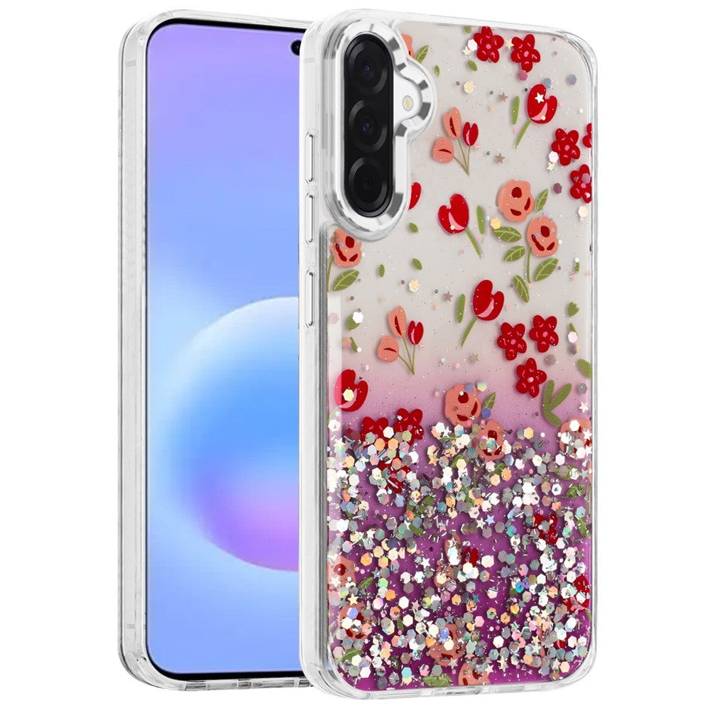 Phone Case for Samsung Galaxy A57 Luxury Glitter Epoxy Design Chrome Metallic Edge Shockproof Protective Stylish Fashion Durable Slim Premium Finish Cover