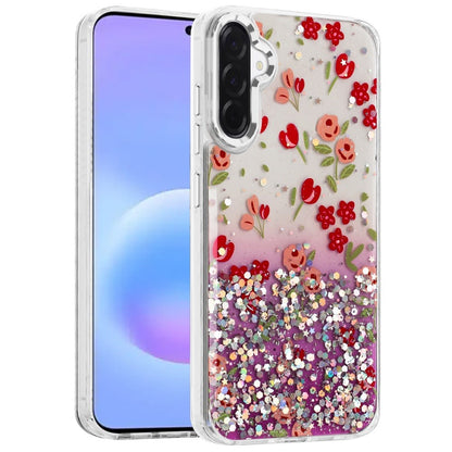 Phone Case for Samsung Galaxy A57 Luxury Glitter Epoxy Design Chrome Metallic Edge Shockproof Protective Stylish Fashion Durable Slim Premium Finish Cover