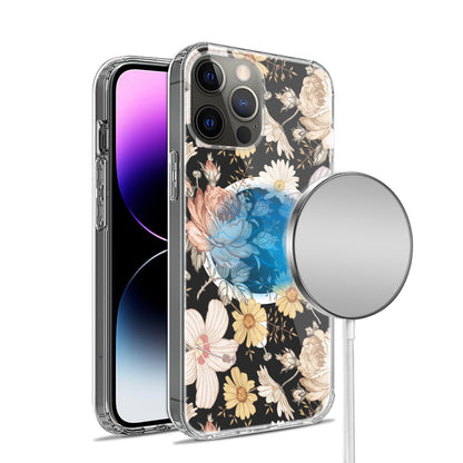For Apple iPhone 16 Plus (6.7") Hybrid Flower Design Stylish Fashion Thick Hard MagSafe Compatible Shockproof Case Cover