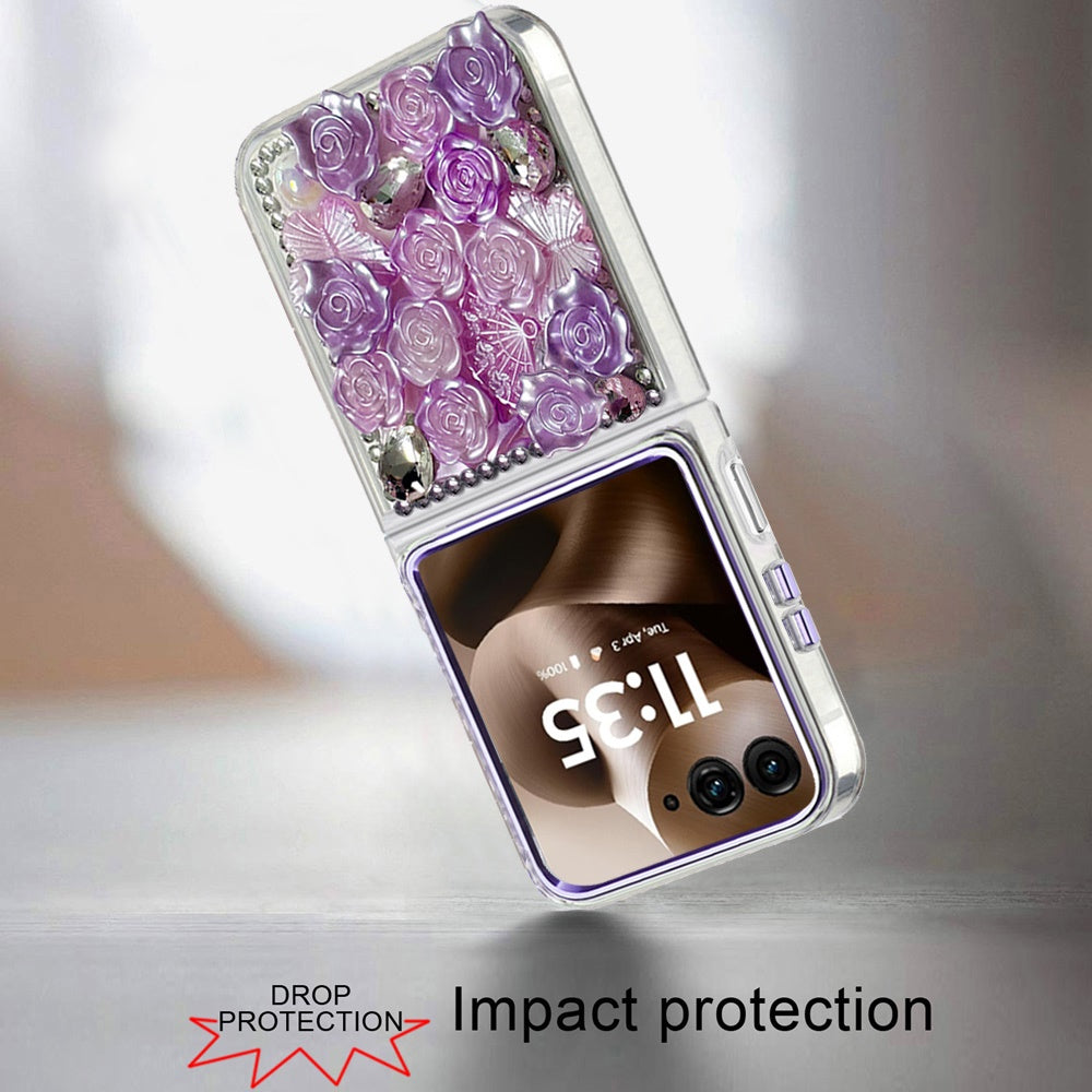 For Motorola Razr Ultra 2025 Muti-Color Floral Fashion Bling Crystal 3D Full Diamonds Stones Sparkle Rhinestone Glitter Hybrid Case Cover