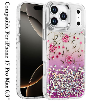 Phone Case for Apple iPhone 17 Pro Max Luxury Glitter Epoxy Design Chrome Metallic Edge Shockproof Protective Stylish Fashion Durable Slim Premium Finish Cover