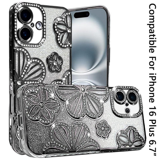 For Motorola Moto G Stylus 5G 2026 /2025 Luxury Flower Design Sparkle Glitter Diamond Rhinestone Shimmer Bling Plating Thick TPU Hard PC Case Cover