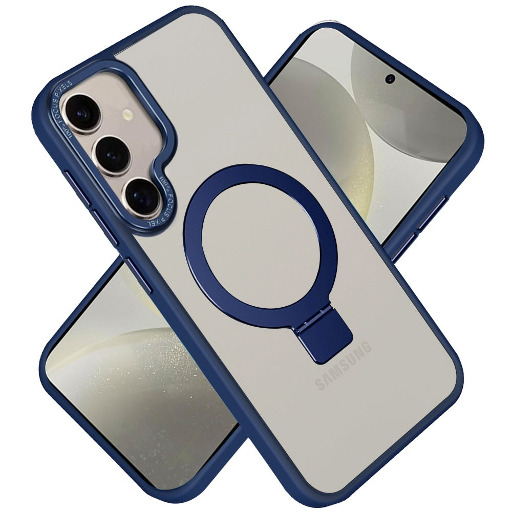 For Samsung Galaxy S25 Ultra Magnetic Metal Matte with Built-in MagSafe Stand, Hybrid Shockproof Armor, TPU Frame Case Cover