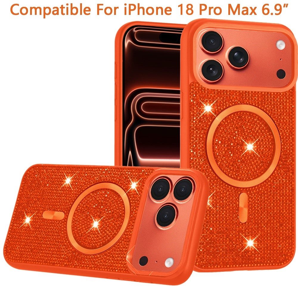 Phone Case for Apple iPhone 18 Pro Max Magnetic Bling Diamond Sparkle Hybrid Shockproof Rugged Grip Durable Protection Anti-Slip Armor Design Cover