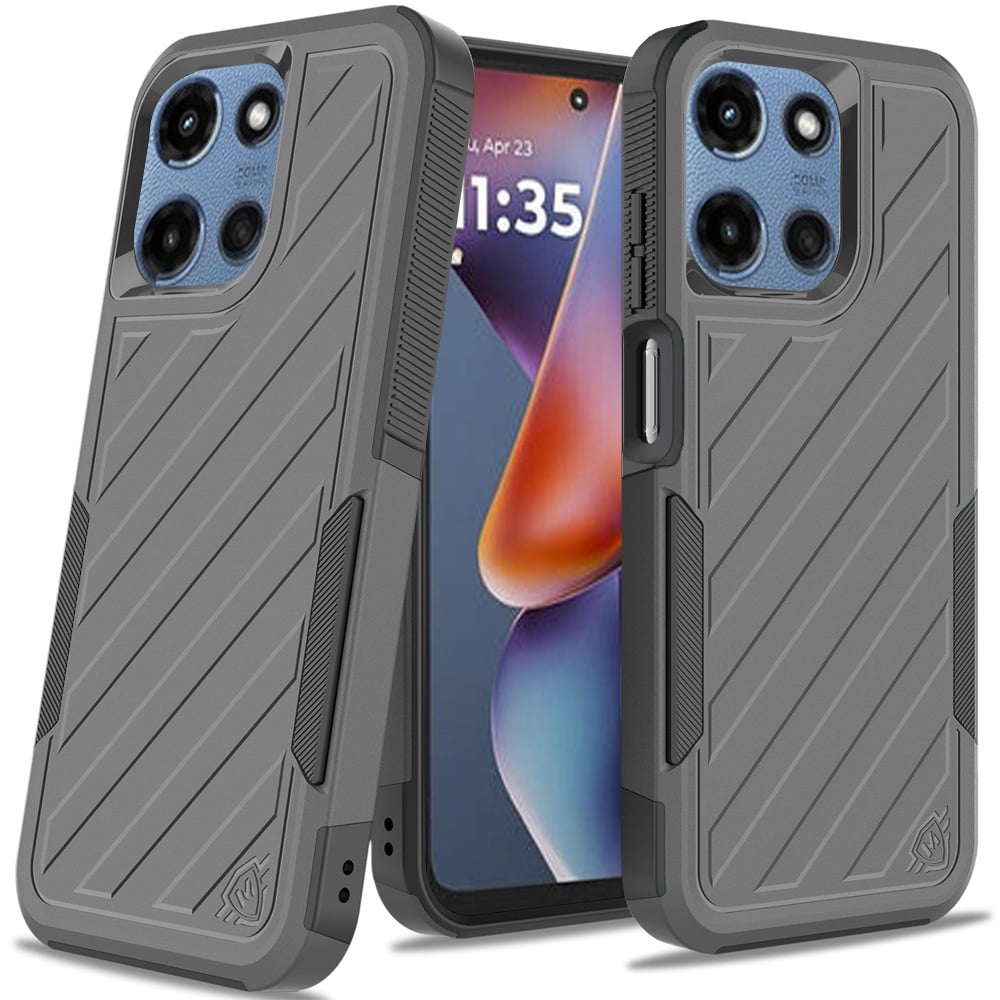 Phone Case for Motorola Moto G 5G 2026/ 2025 Rugged Shockproof Dual Layer Lined Armor Heavy Duty Impact Resistant Protective Grip Durable Everyday Protection Cover Gray