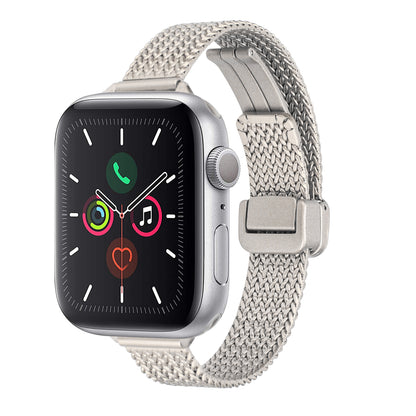 Watch Band for Apple Watch 42/44/45/46mm & Ultra 49mm, Series 4-10 & SE Magnetic Stainless Steel Mesh Classic Look Adjustable Loop Secure Closure Durable Replacement Silver