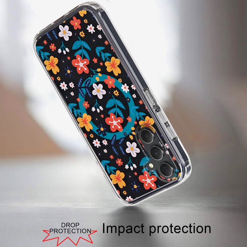 For Samsung Galaxy S25 /S24 Cute Fashion Pattern Design, Durable Shockproof Slim TPU Hard Back, MagSafe Compatible Case Cover Galaxy Floral