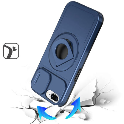 For Apple iPhone SE 3 (2022) SE/8/7 Full Coverage with Camera Window, Magnetic Circle, Rotatable Ring Stand, MagSafe Compatible, Shockproof Hybrid Protectiv Case Cover