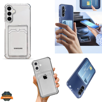 For Samsung Galaxy A17 5G Clear Slim TPU Phone Case with Credit Card Slot Back, Transparent Protective Shockproof Case Cover