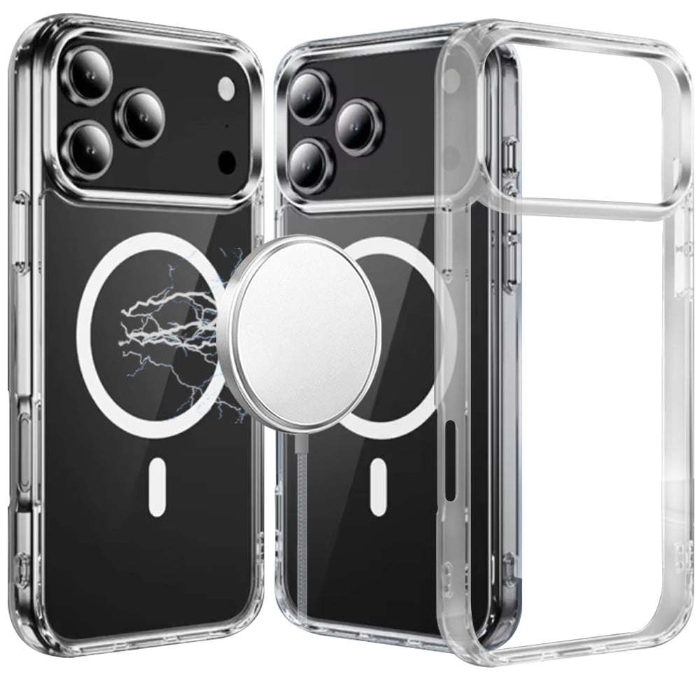 Phone Case for Apple iPhone 17 Pro Max (6.9") Thick Clear Hybrid Magnetic Circle Shock Absorbing Reinforced Corners TPU Heavy Duty Transparent Frame Bumper Cover Clear