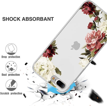 Phone Case Cover for Apple iPhone 17E /iPhone 16E Floral Pattern Hybrid Transparent TPU Silicone, Shock Absorption Bumper, Hard Back Slim Cover
