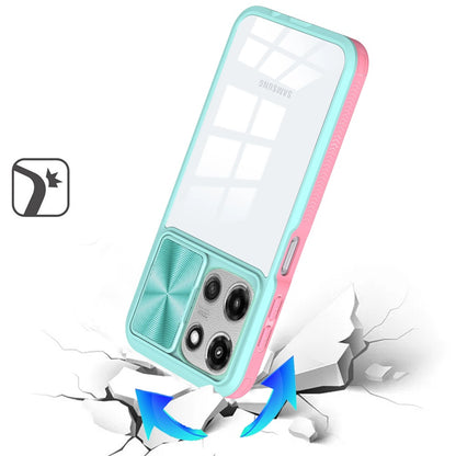 For Motorola Moto G Play 5G 2026 Hybrid Cases with Sliding Camera Cover Transparent Shockproof Bumper TPU Protective Case Cover Red