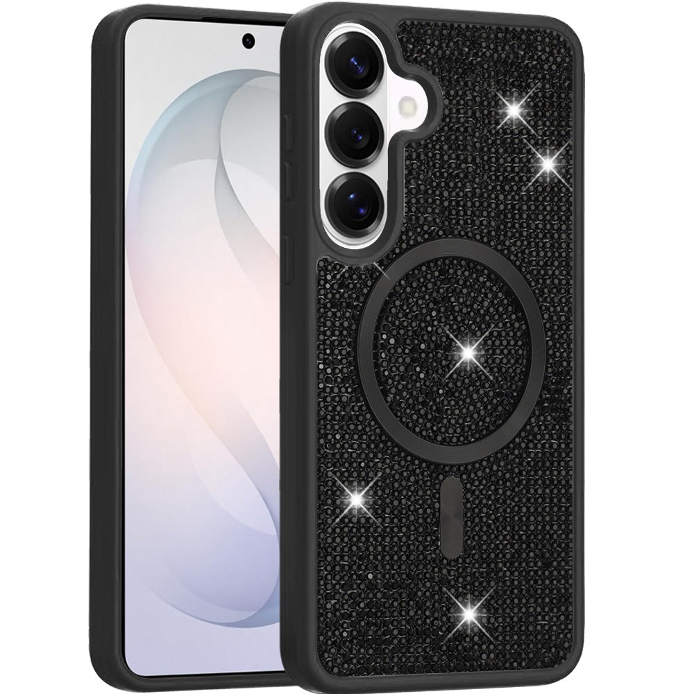 Phone Case for Samsung Galaxy S26 Magnetic Bling Diamond Sparkle Hybrid Shockproof Rugged Grip Durable Protection Anti-Slip Armor Design Cover