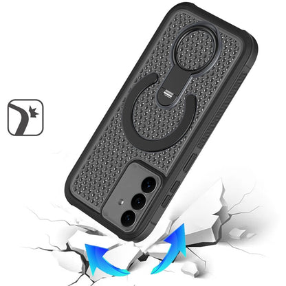 Phone Case for Samsung Galaxy A27 Magnetic Honeycomb Hybrid Rugged Armor Ring Kickstand Dual Layer Shock Absorbing Hard PC Soft TPU Cover