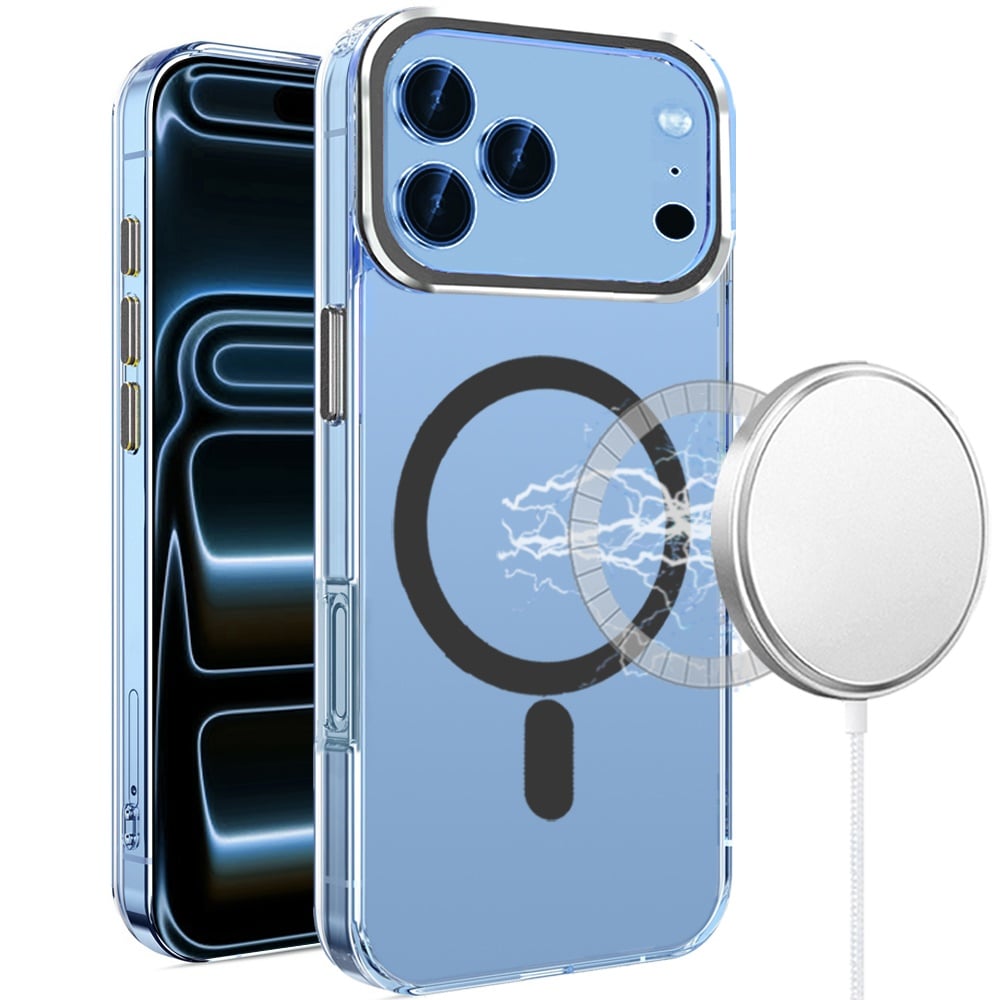 For Apple iPhone 17 Pro (6.3") Clear Transparent Case Matching Circle Design, Hybrid TPU Hard Shell, Support Magsafe Charger Case Cover Black