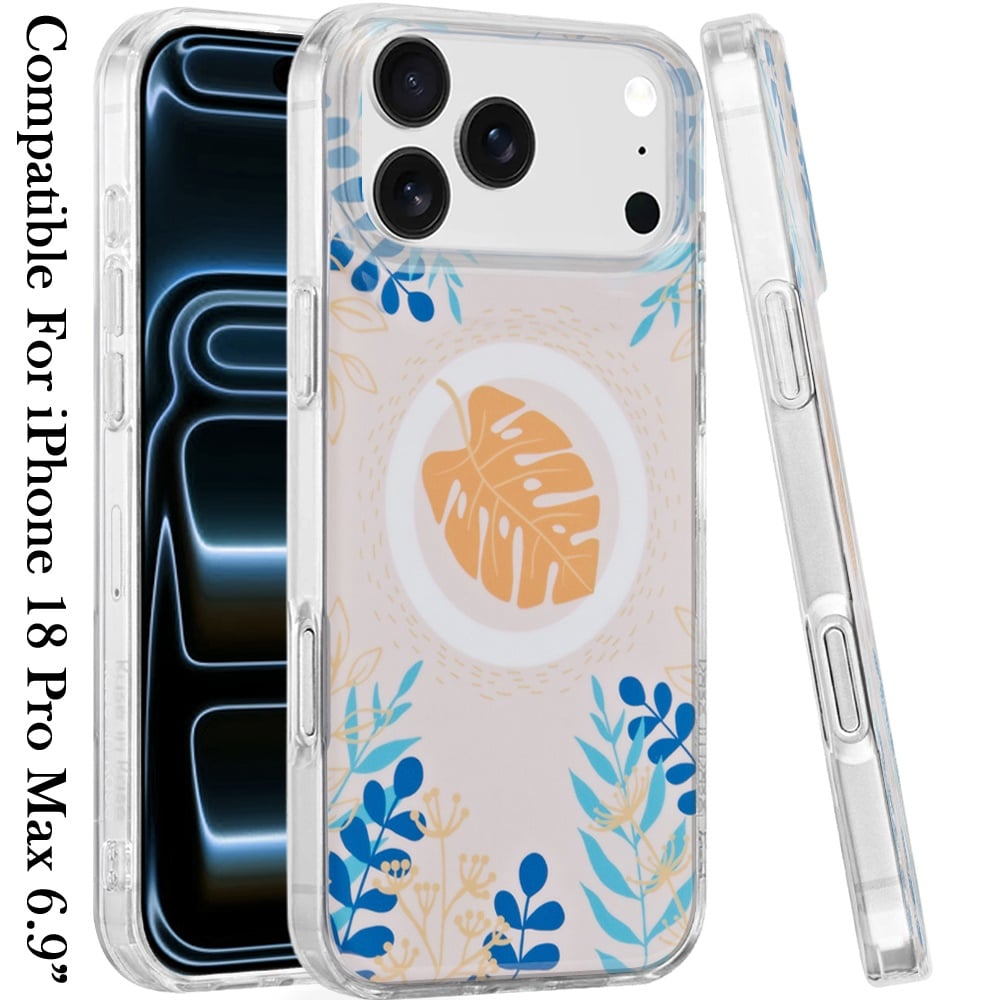 Phone Case for Apple iPhone 18 Pro Max/ iPhone 17 Pro Max Stylish Design Shockproof Magnetic Magsafe Compatible TPU IMD Print Rugged Grip Drop Protection Slim Fashion Cover