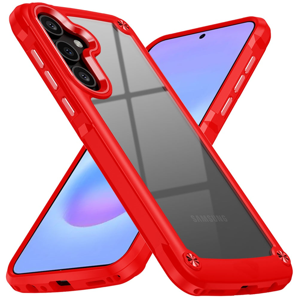 Phone Case for Samsung Galaxy A57 Transparent Hybrid Metal Button Camera Edge Shockproof Bumper Frame TPU Protective Slim Grip Durable Cover