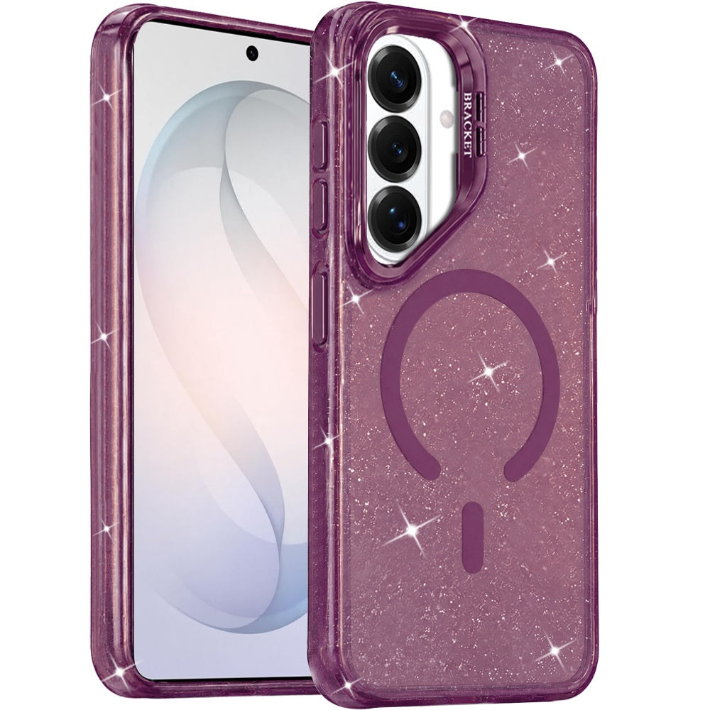 Phone Case for Samsung Galaxy S26 FE /Fan Edition Luxury Bling Scattered Glitter Hybrid Dual Layers with Integrated Camera Stand and Sparkle Finish Design Cover