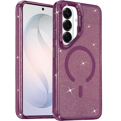 Phone Case for Samsung Galaxy S26 FE /Fan Edition Luxury Bling Scattered Glitter Hybrid Dual Layers with Integrated Camera Stand and Sparkle Finish Design Cover