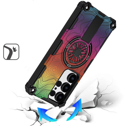 For Samsung Galaxy S26 Ultra Texture Design Stylish Invisible Kickstand Case, MagSafe Compatible Hybrid Shockproof Cover, Car Mount Friendly Case Cover