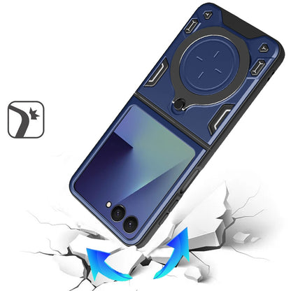 Phone Case for Samsung Galaxy Z Flip 8 Magnetic Ring Stand Shockproof Hybrid Full Camera Slide Guard Anti Slip Heavy Duty Protective Armor Cover