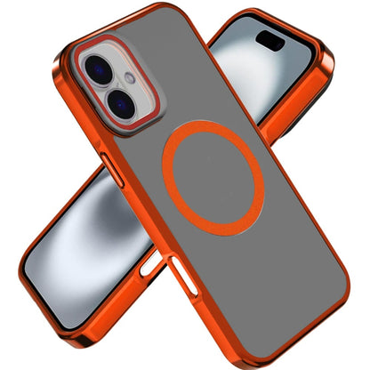 For Apple iPhone 17 (6.3") Tough HQ Hybrid Case with Aluminum Frame Camera Stand, Compatible with MagSafe, Translucent Matte Shockproof Case Cover Cosmic Orange