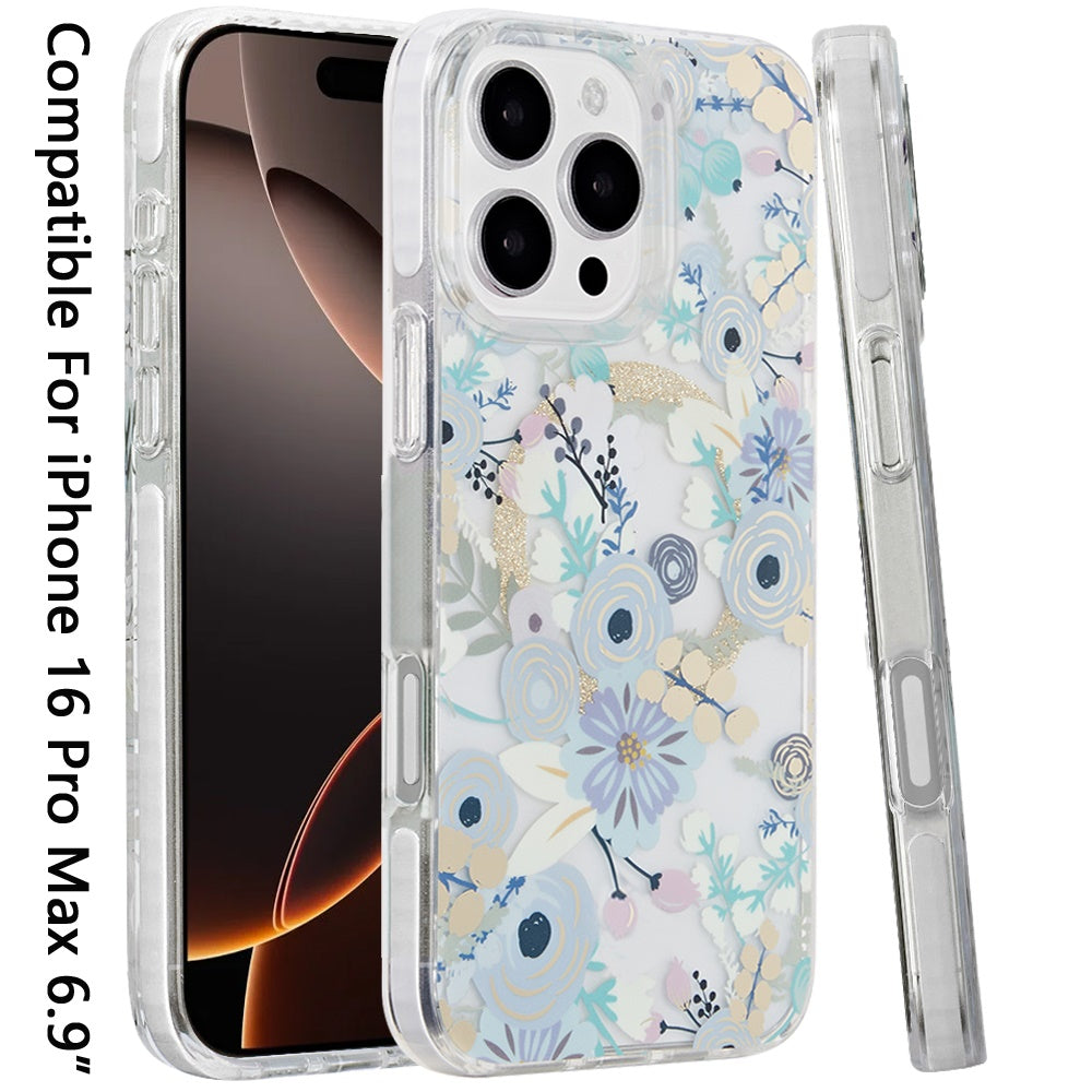 For iPhone 16 (6.1") Double Layer IMD Magnetic Hybrid Shockproof Protection Anti Scratch Durable Design Secure Grip Slim Profile Compatible Design Case Cover