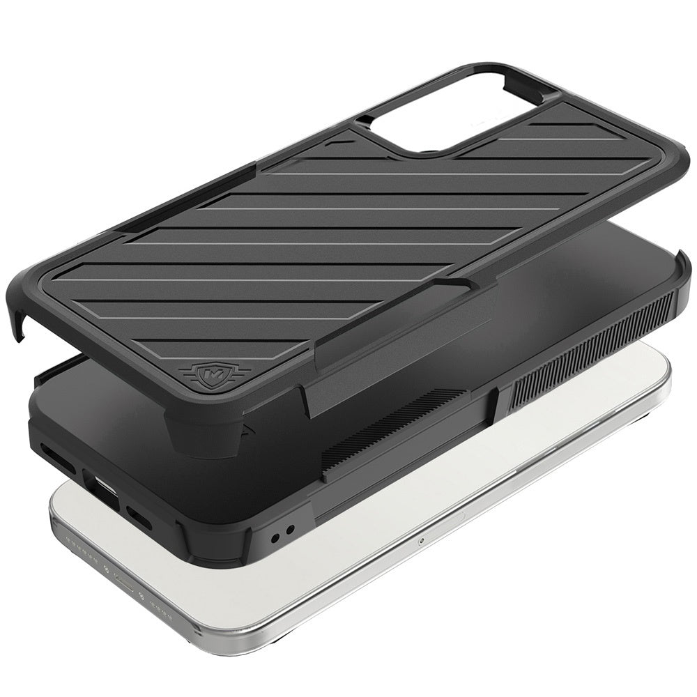 For Apple iPhone 16 Pro Max (6.9") Premium Design Hybrid lined Shockproof Rugged Textured 2in1 Hard PC & Silicone TPU Non Slip Tough Case Cover