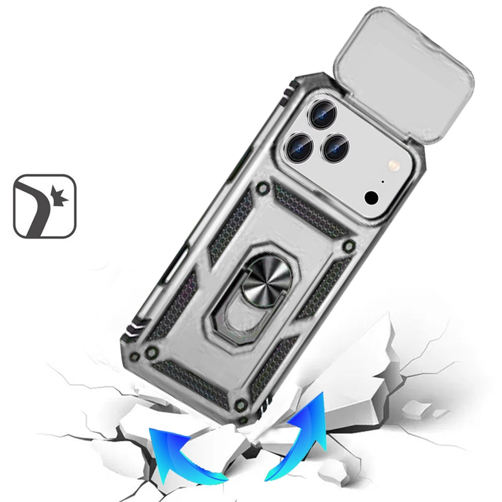 For Apple iPhone 17 Pro Max (6.9") Hybrid Ring Shockproof with 360° Rotate Ring Kickstand, Camera Lens Protection, Soft Edge Bumper Case Cover