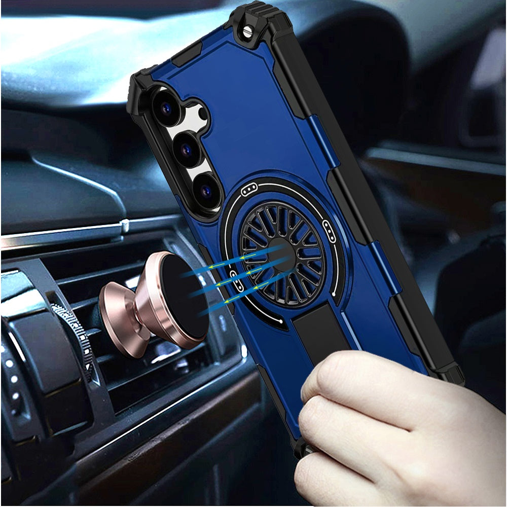For Samsung Galaxy S26 Texture Design Invisible Kickstand Case, MagSafe Compatible Hybrid Shockproof Cover, Car Mount Friendly Case Cover