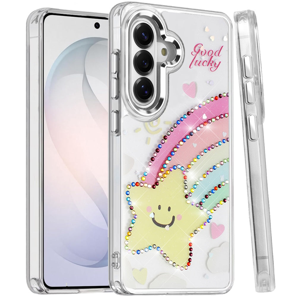 Phone Case for Samsung Galaxy S26 FE /Fan Edition Butterfly Resin Epoxy Diamond Bling Metal Edge Shockproof Hybrid Luxury Protective Durable Stylish Fashion Grip Cover