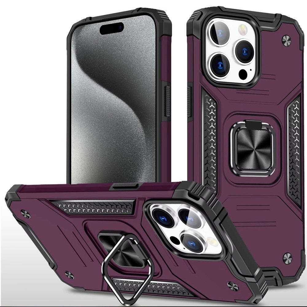 Magnetic Car Mount Hybrid Ring Stand Shockproof Rugged Grip Armor Heavy Duty Protective TPU Durable